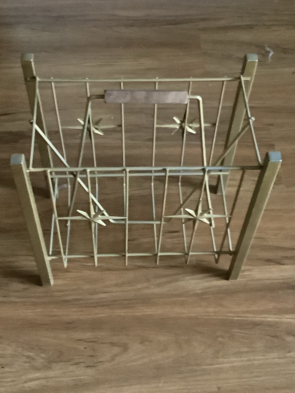 Vintage MCM Metal Atomic Starburst Record~Magazine~Rack Holder With Wood Handle - Picture 6 of 10